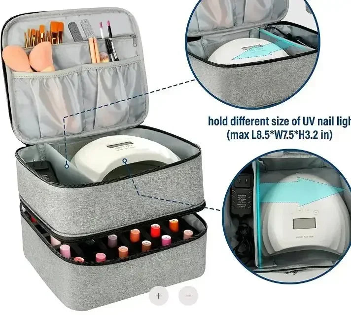 Eleeles Nail Polish Storage Bag – Double-Layer Organizer, 30 Compartments, Portable