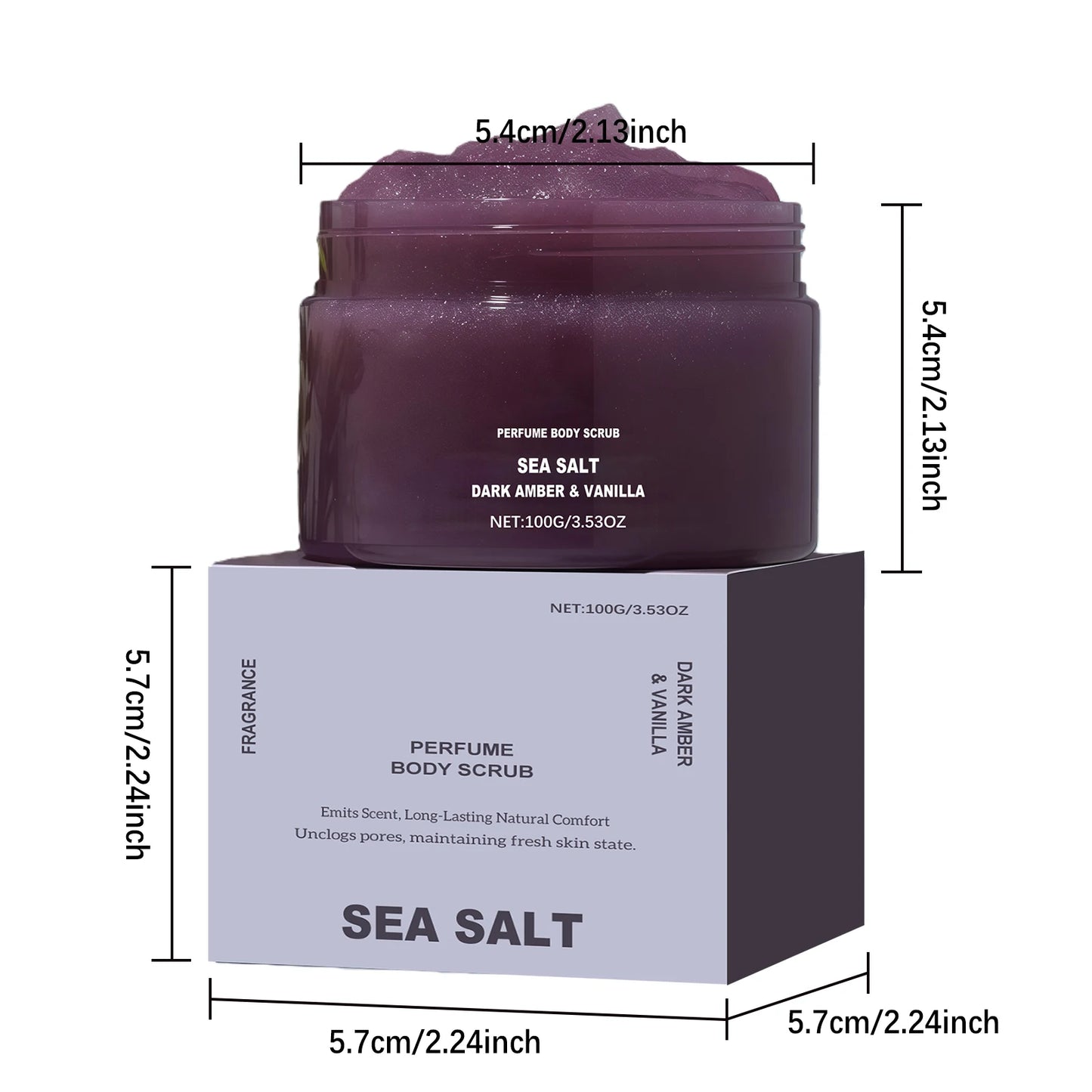Eleeles Perfume Body Scrub – Exfoliating & Hydrating Salt Scrub, Rose Coral & Amber Vanilla 100g