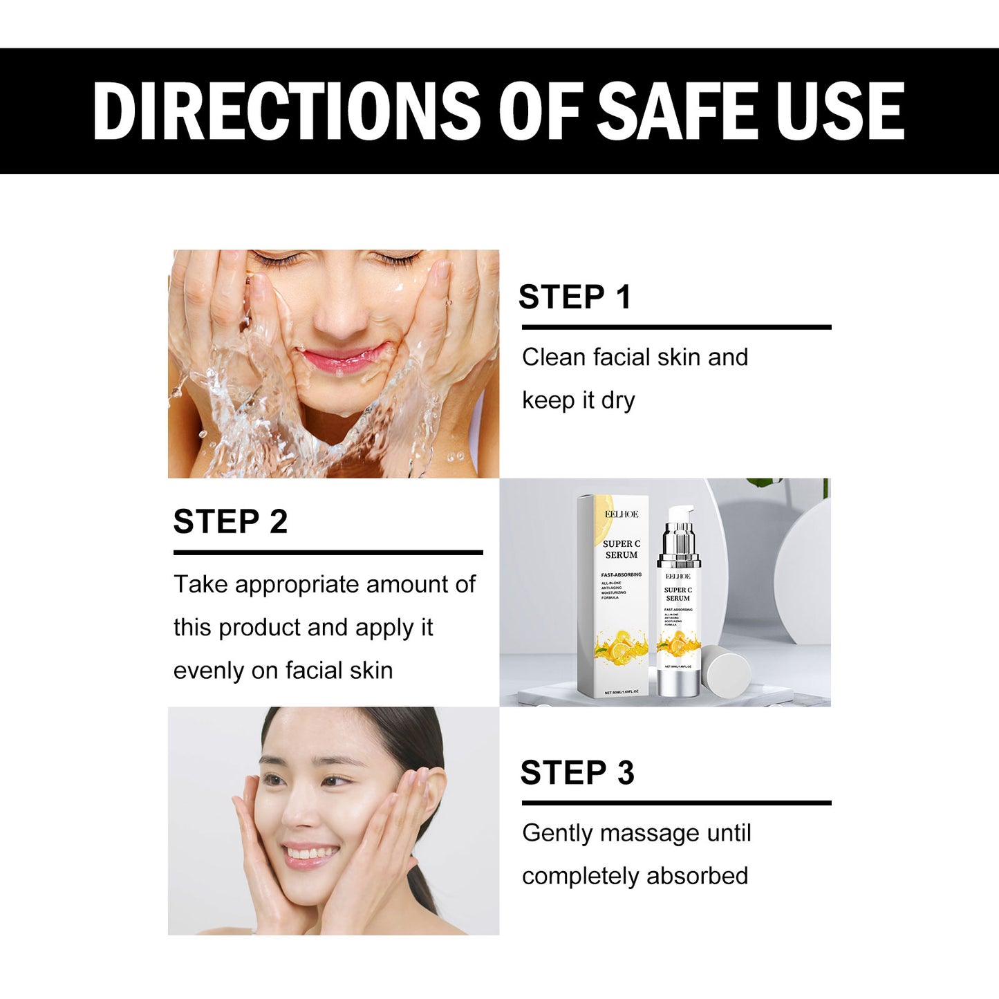 EELHOE Super C Serum, Refresh The White Skin Hydrating Moisture Soft Delicate Skin Essence