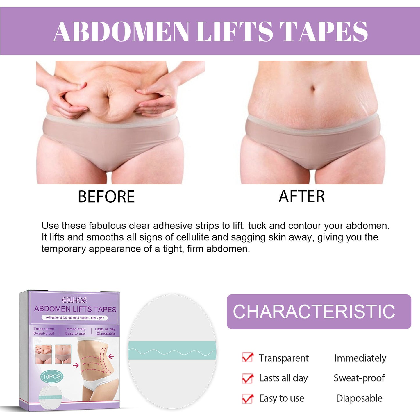Eelhoe Abdomen Lifting Tapes - Instant Contouring Solution