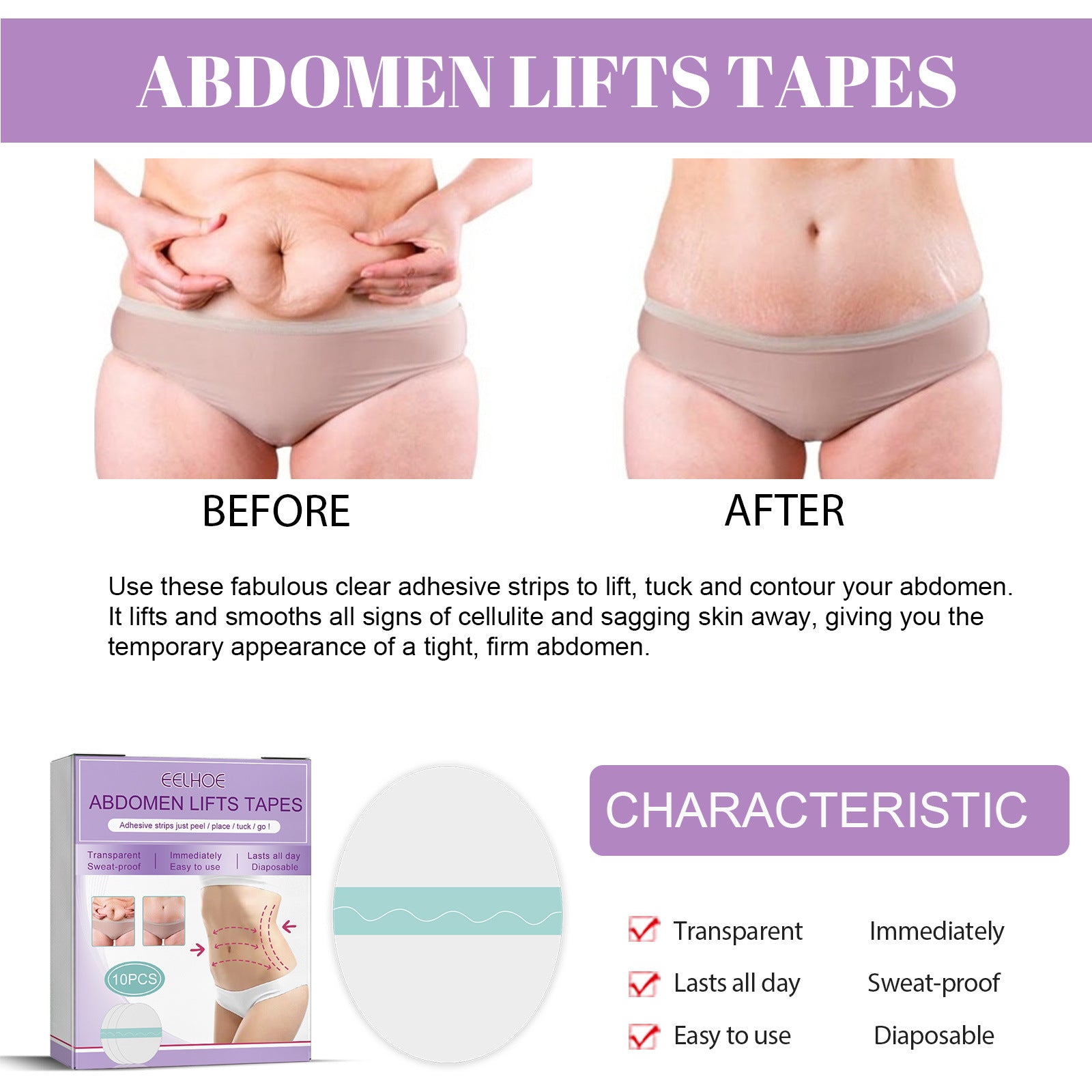 Eelhoe Abdomen Lifting Tapes - Instant Contouring Solution