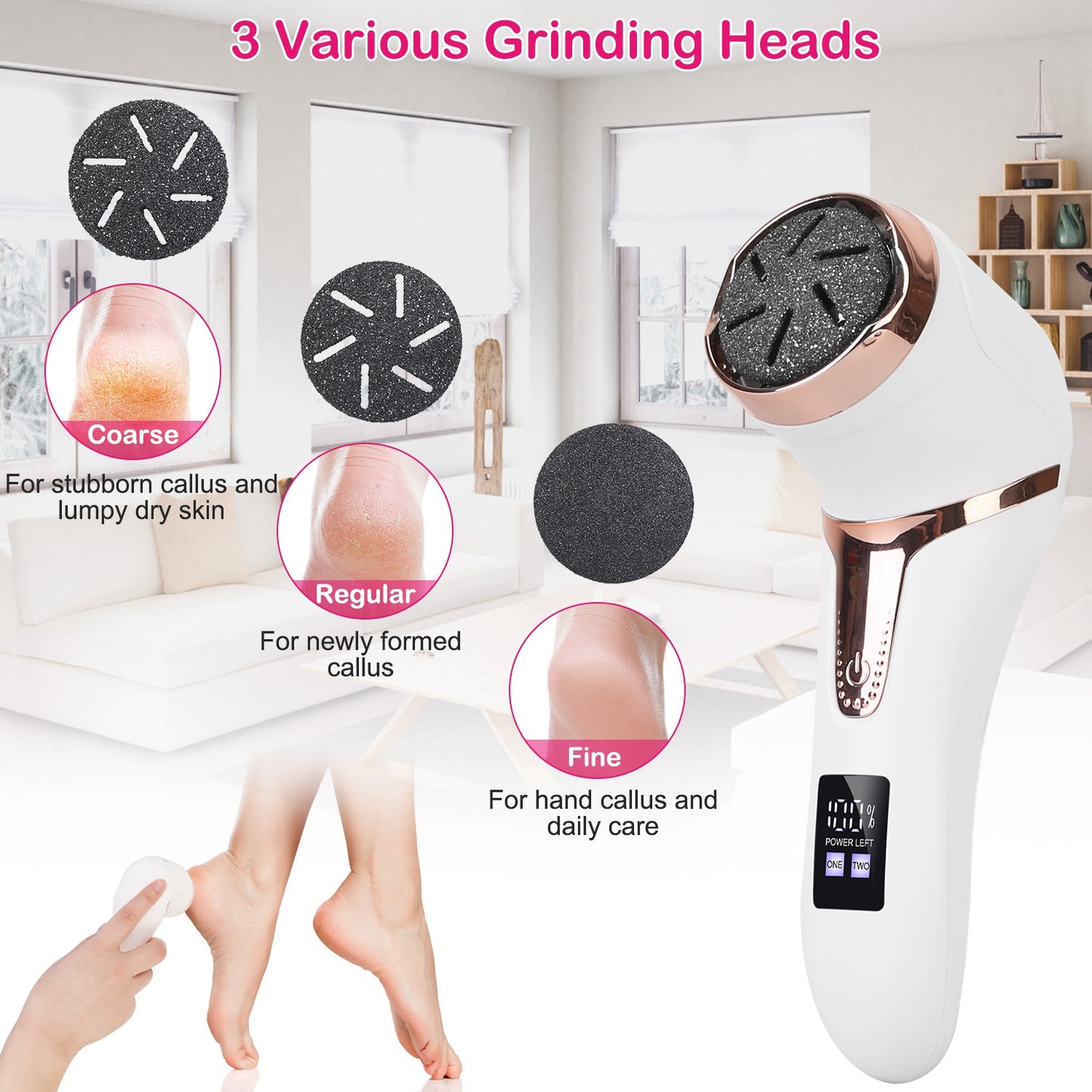 Professional Electric Foot Callus Remover - 17-Piece Pedicure Kit hand roller