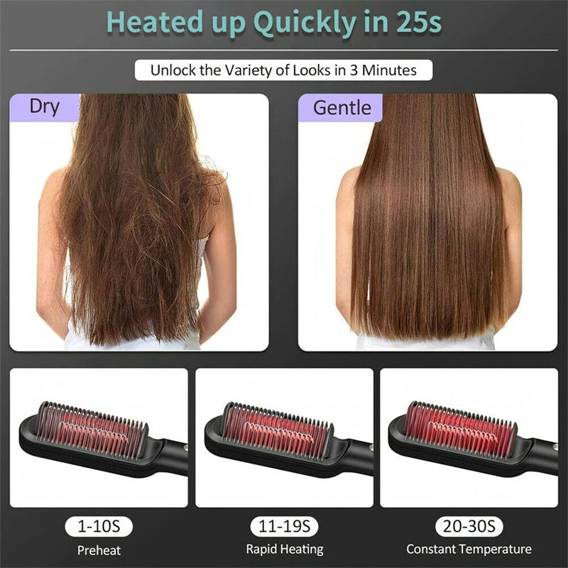 Professional 2-in-1 Ionic Hair Straightener Brush