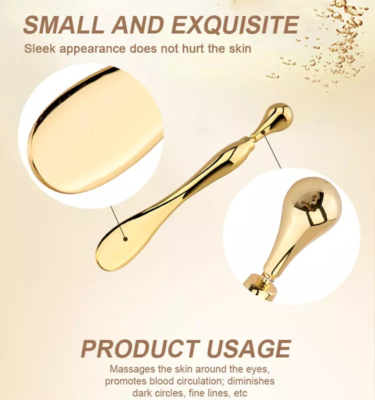 Golden Eye Cream Massager Wand | Zinc Alloy Applicator & Roller