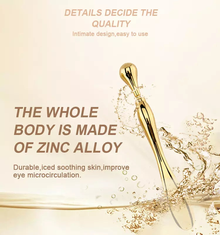 Golden Eye Cream Massager Wand | Zinc Alloy Applicator & Roller