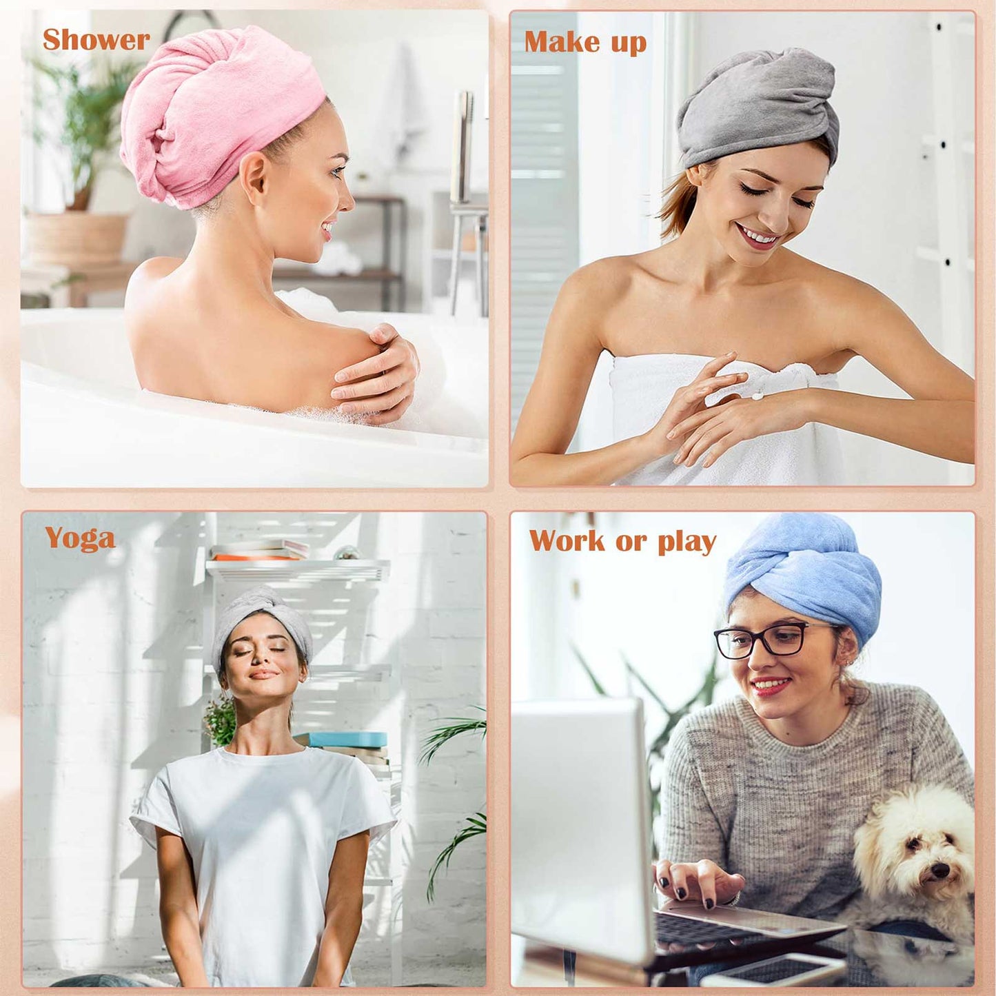 Ultra-Absorbent Microfiber Hair Towel Wrap - 3 Pack