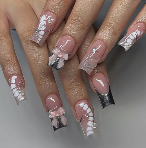 Press-On Nail Stickers – French, Butterfly & Aurora Designs | Sanding Bar Jelly Glue