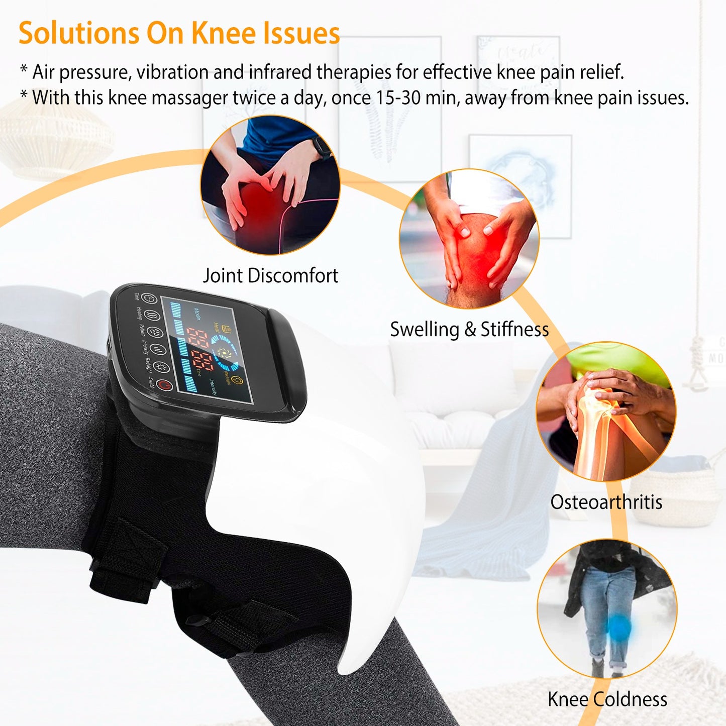 knee massager with heating and vibration