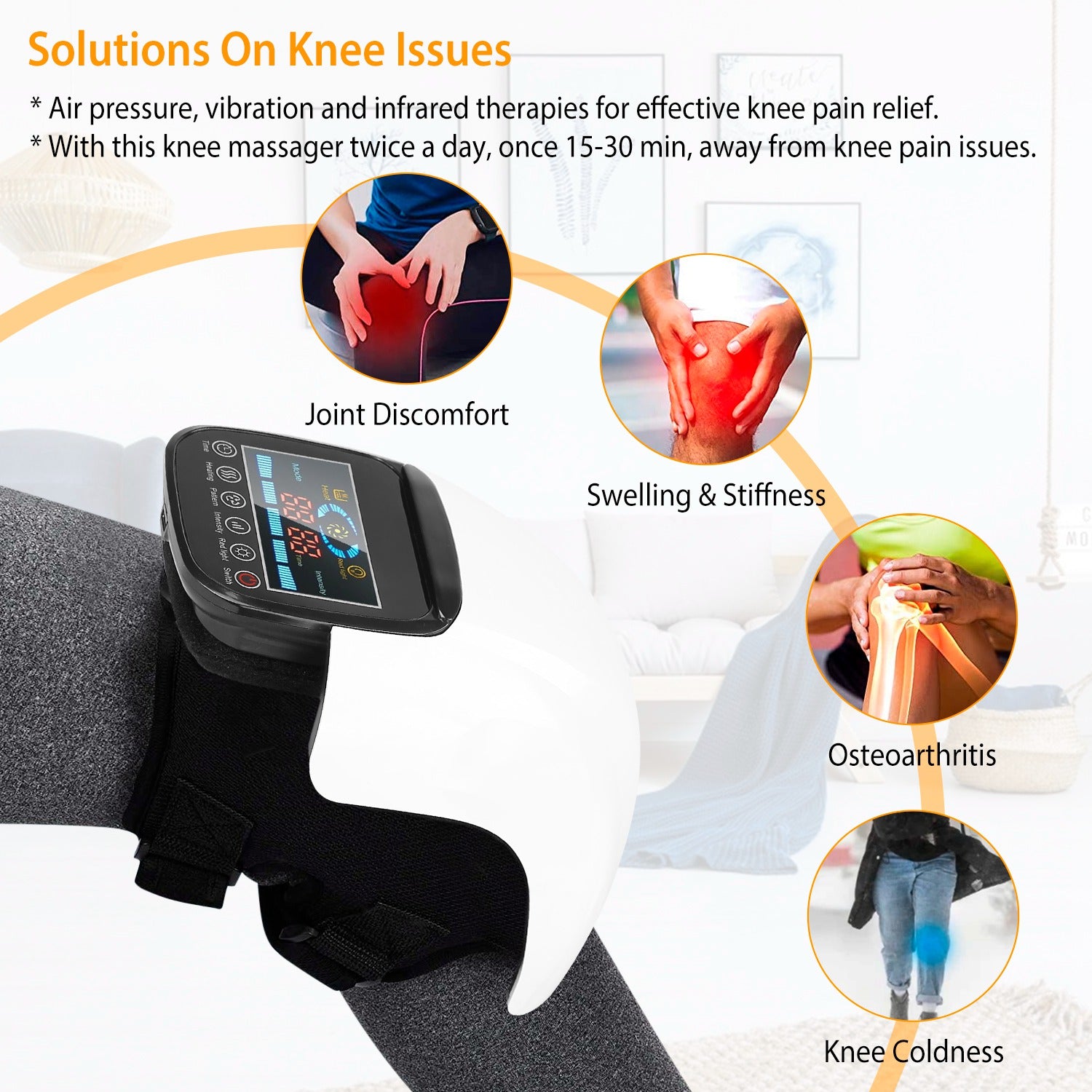 knee massager with heating and vibration