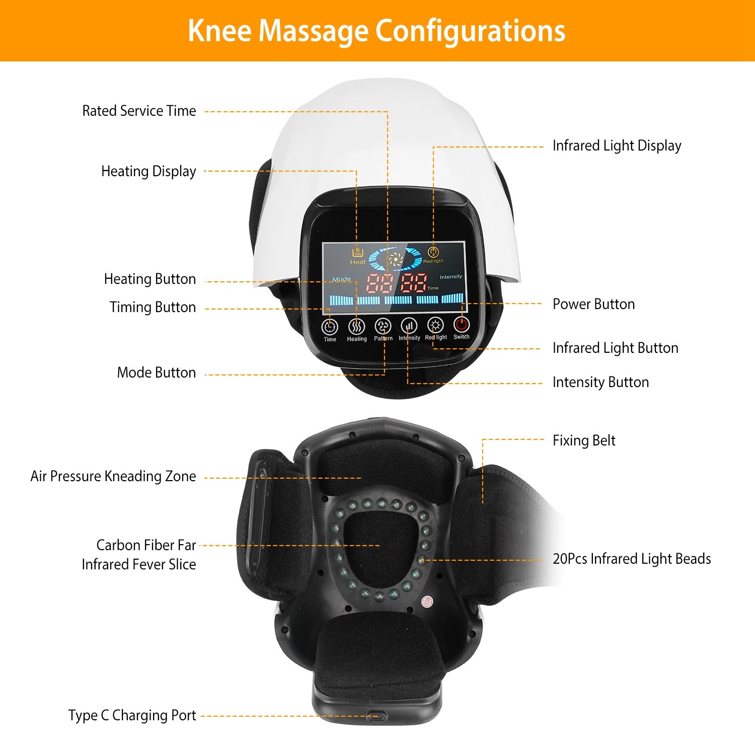 knee massager with heating and vibration