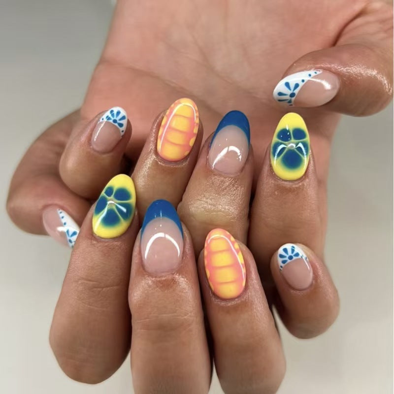 Press-On Nail Stickers – French, Butterfly & Aurora Designs | Sanding Bar Jelly Glue