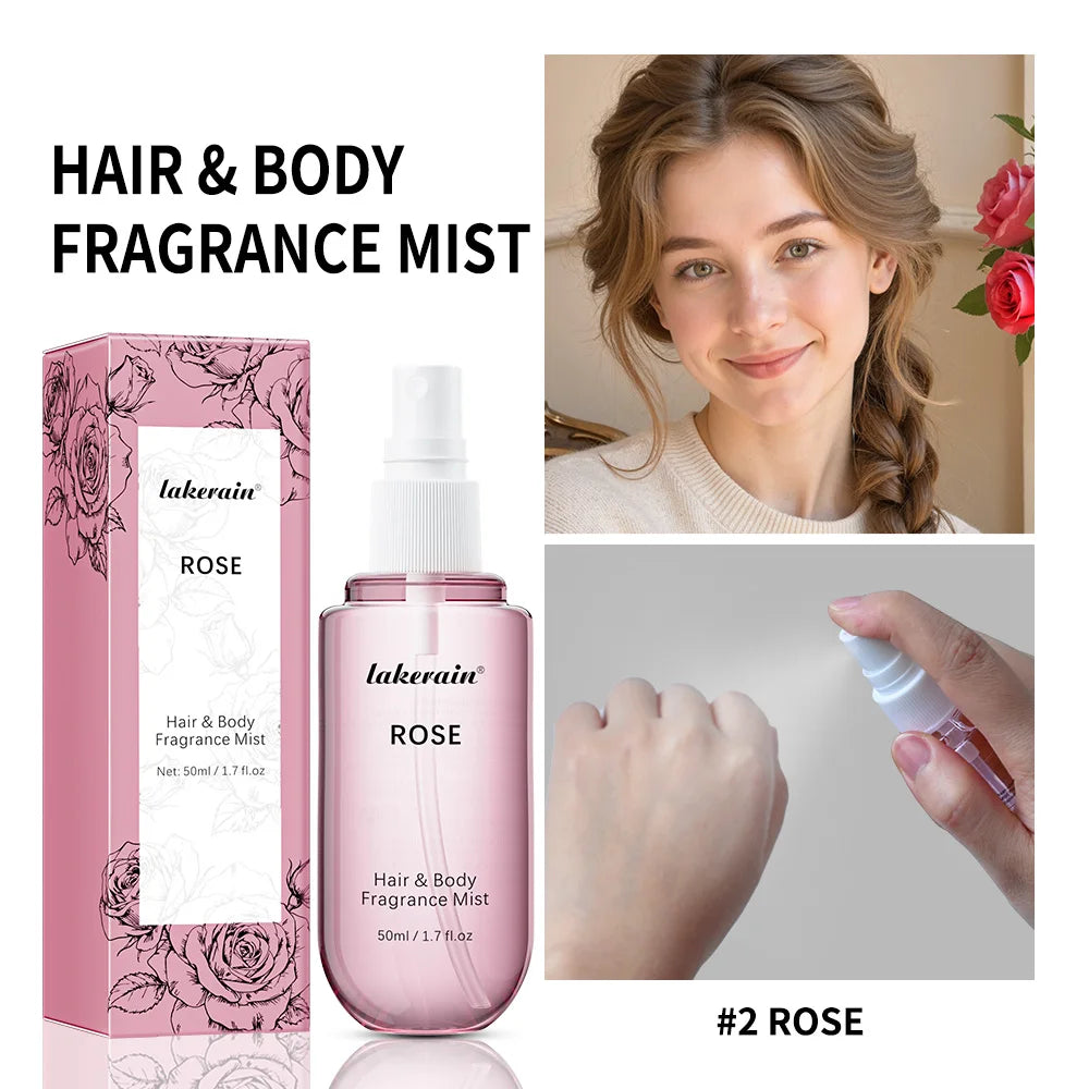 Eleeles Hair & Body Fragrance Mist – Alcohol-Free, Long-Lasting Vanilla & Rose 50ml