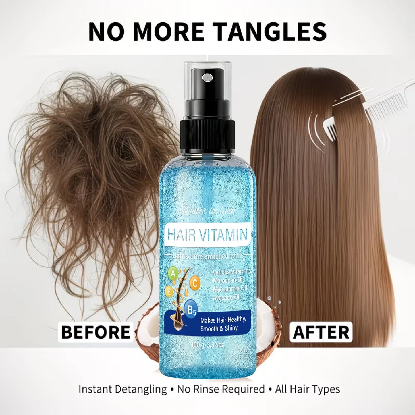 Eleeles Hair Vitamin Serum Spray – Argan, Macadamia & Avocado Oil, Smooth & Shiny, 100g