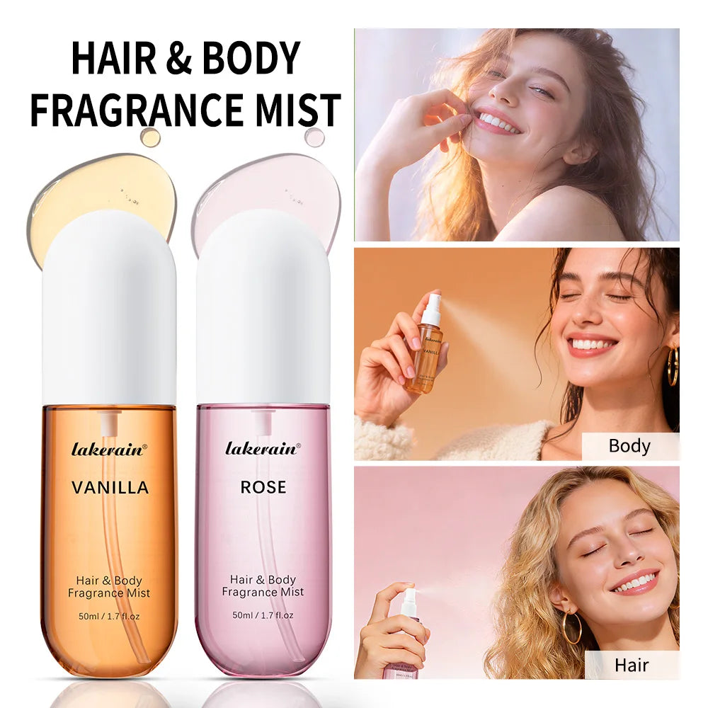 Eleeles Hair & Body Fragrance Mist – Alcohol-Free, Long-Lasting Vanilla & Rose 50ml