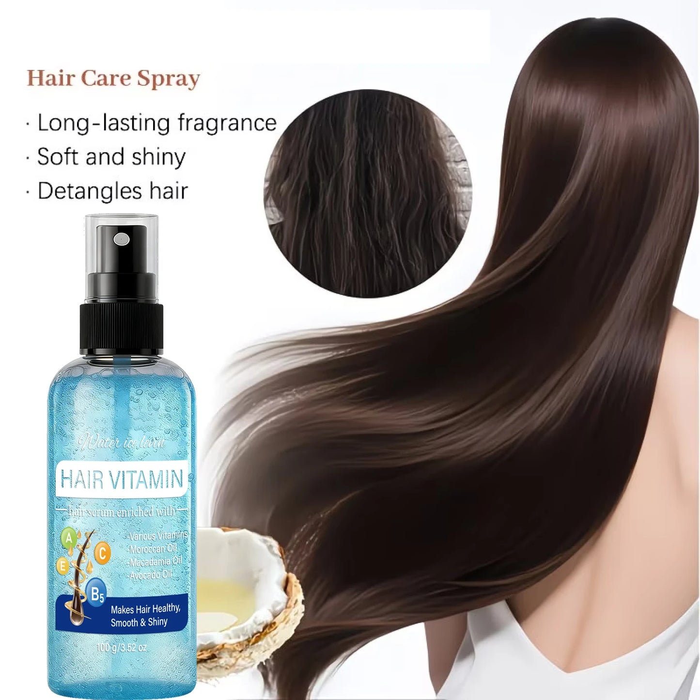 Eleeles Hair Vitamin Serum Spray – Argan, Macadamia & Avocado Oil, Smooth & Shiny, 100g