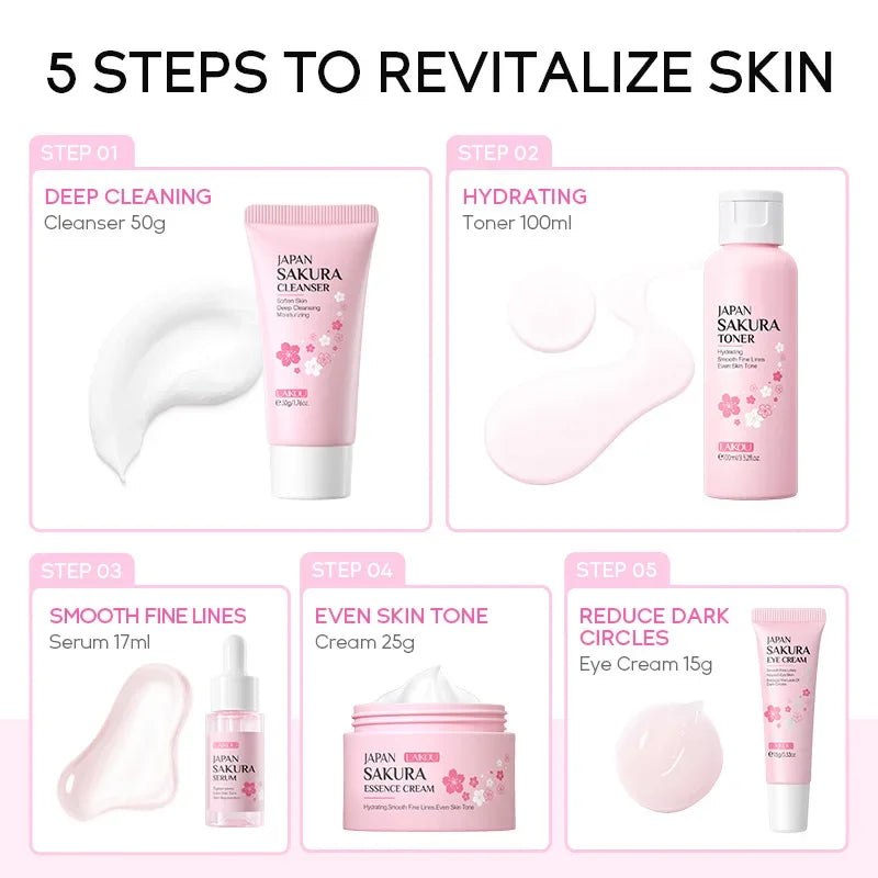 Eleeles Sakura Skin Care Set – 5-Piece Korean Moisturizing & Anti-Aging Kit