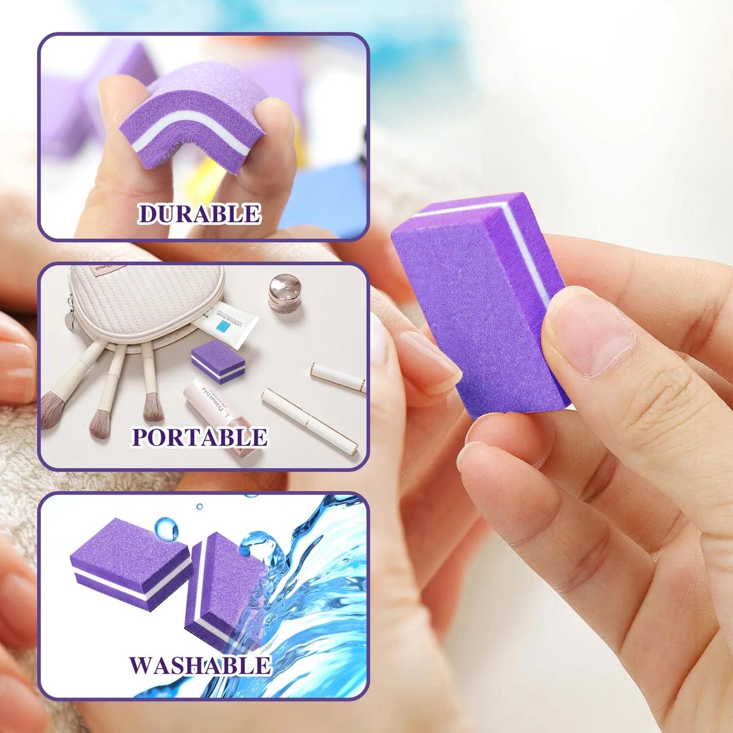 Eleeles Mini Nail File Block – Double-Sided Sanding & Polishing, 50pcs Set