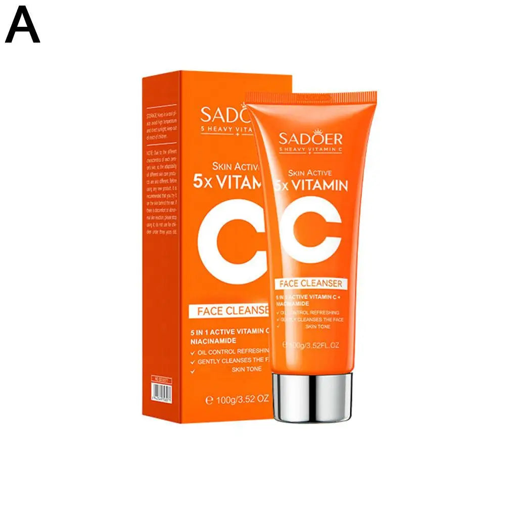 SADOER 5X VC Skin Care Set Face Cleanser Eye Cream Niacinamide Brightening Anti Oxidation Collagen Boost Firming Facial Care