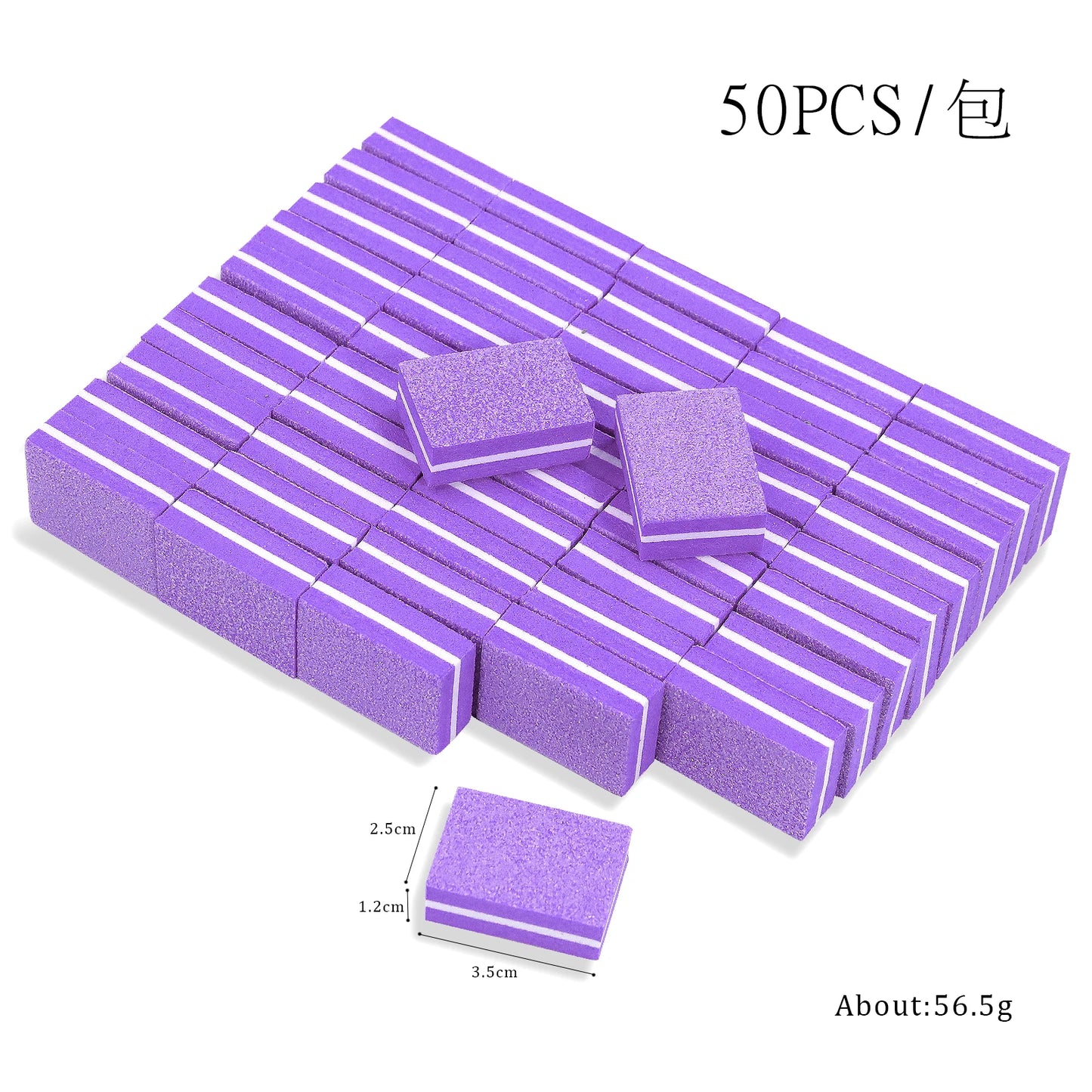 Eleeles Mini Nail File Block – Double-Sided Sanding & Polishing, 50pcs Set