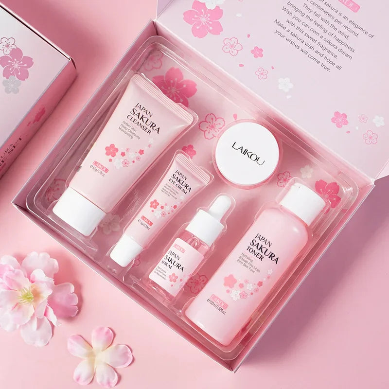 Eleeles Sakura Skin Care Set – 5-Piece Korean Moisturizing & Anti-Aging Kit