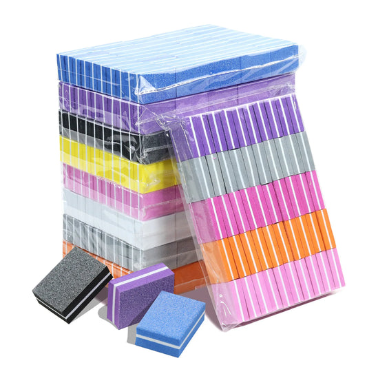 Eleeles Mini Nail File Block – Double-Sided Sanding & Polishing, 50pcs Set