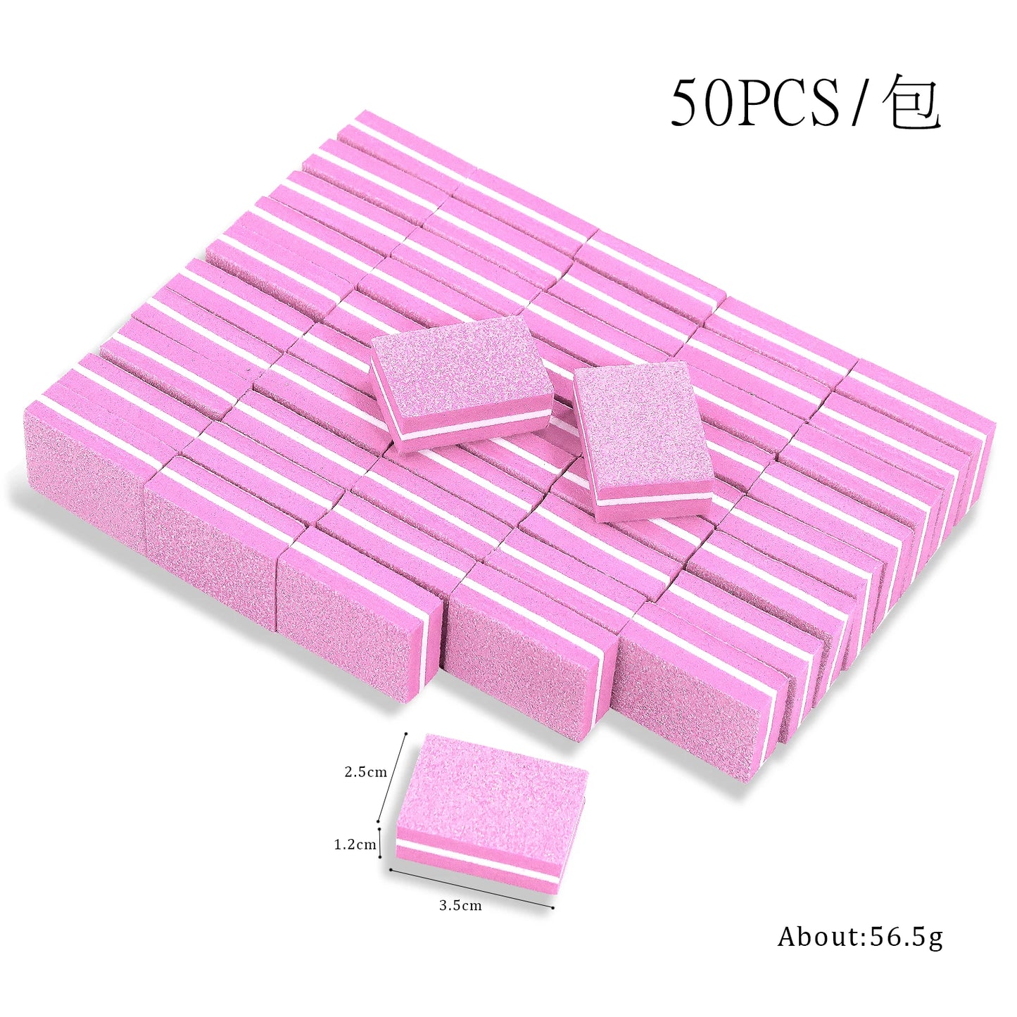 Eleeles Mini Nail File Block – Double-Sided Sanding & Polishing, 50pcs Set