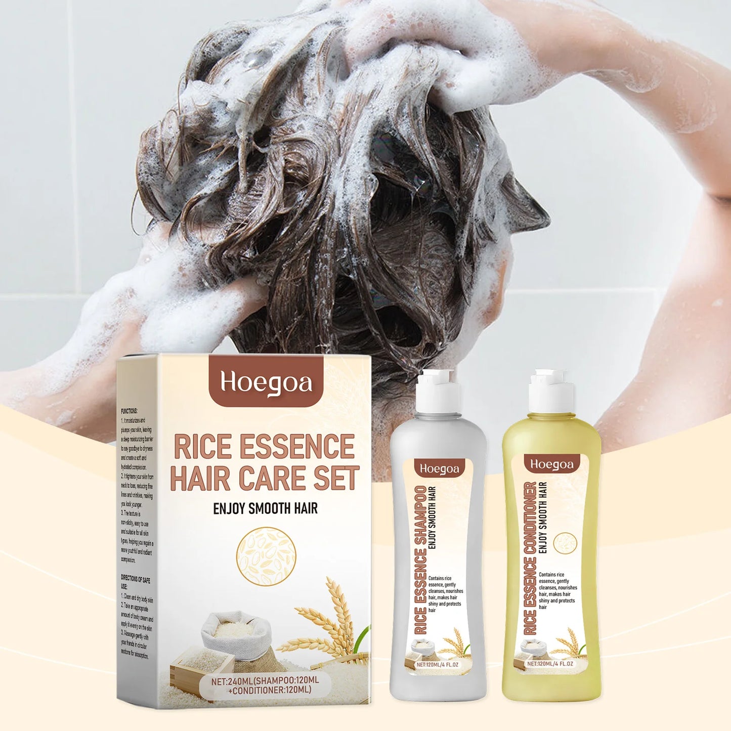 Eleeles Hair Growth Shampoo & Conditioner Set – Natural Plant Oils, Repairs & Strengthens, 120ml x2