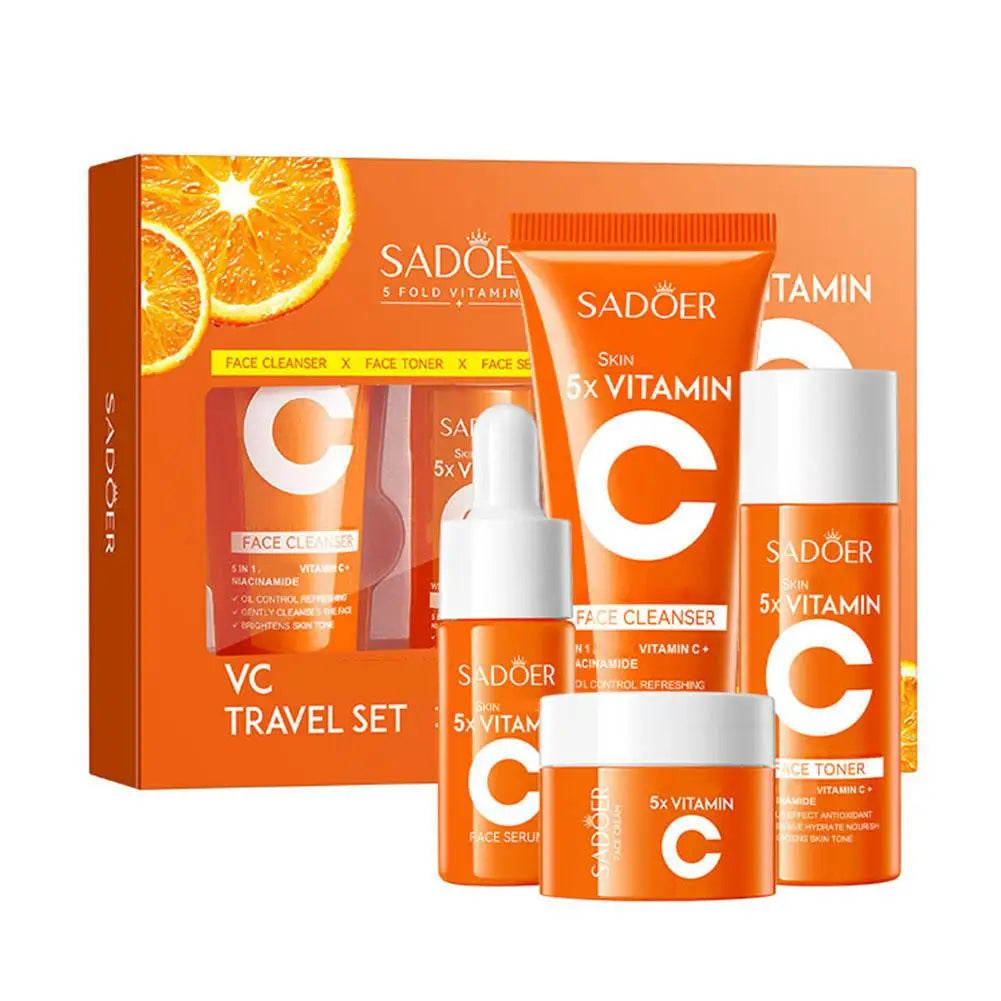4in1 Skin Care Set Vitamin C Soft Travel Kit Cleanser,Toner,Serum,Face Cream,Moisturizing Firming Skincare Beauty Gift Skin Care
