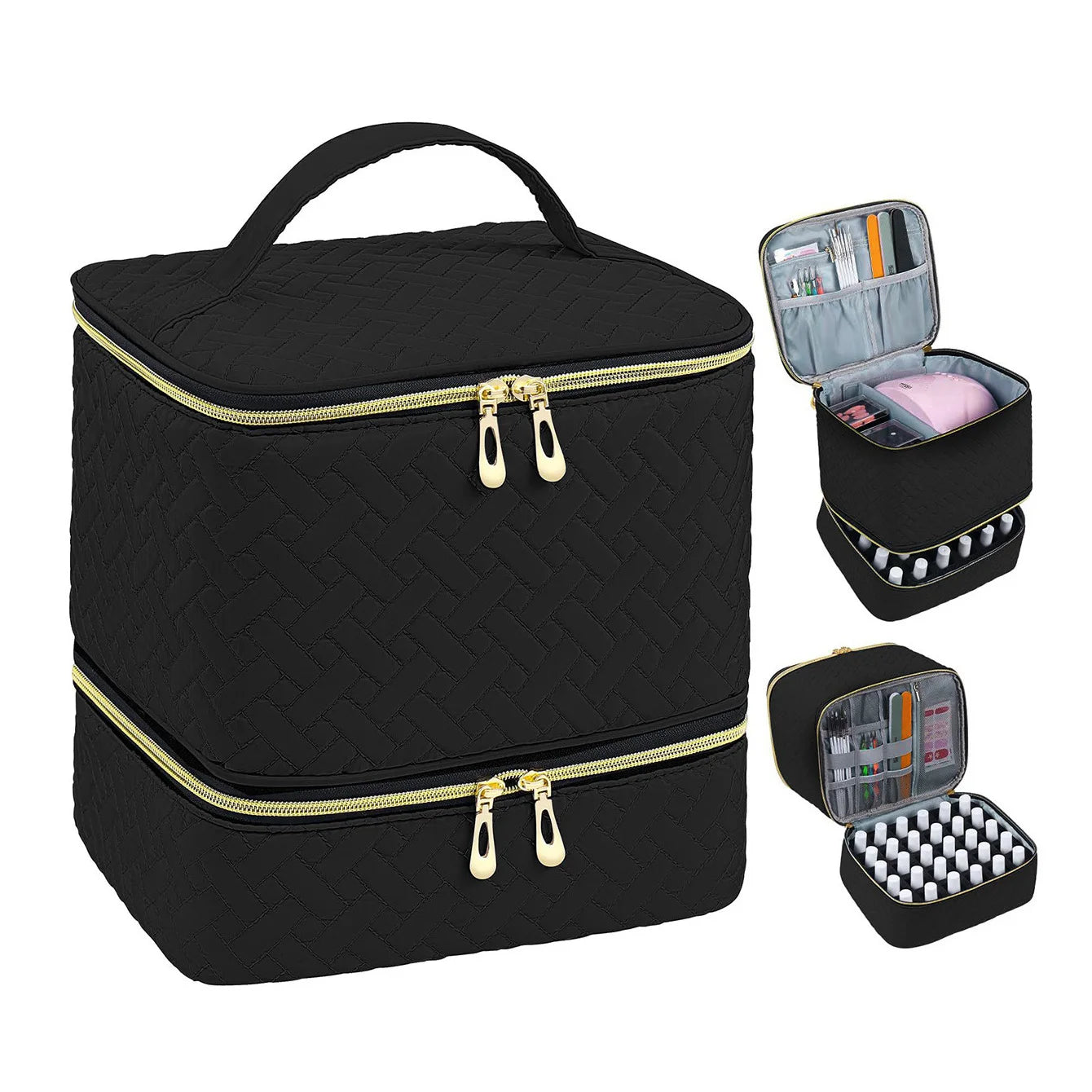 Eleeles Nail Polish Storage Bag – Double-Layer Organizer, 30 Compartments, Portable