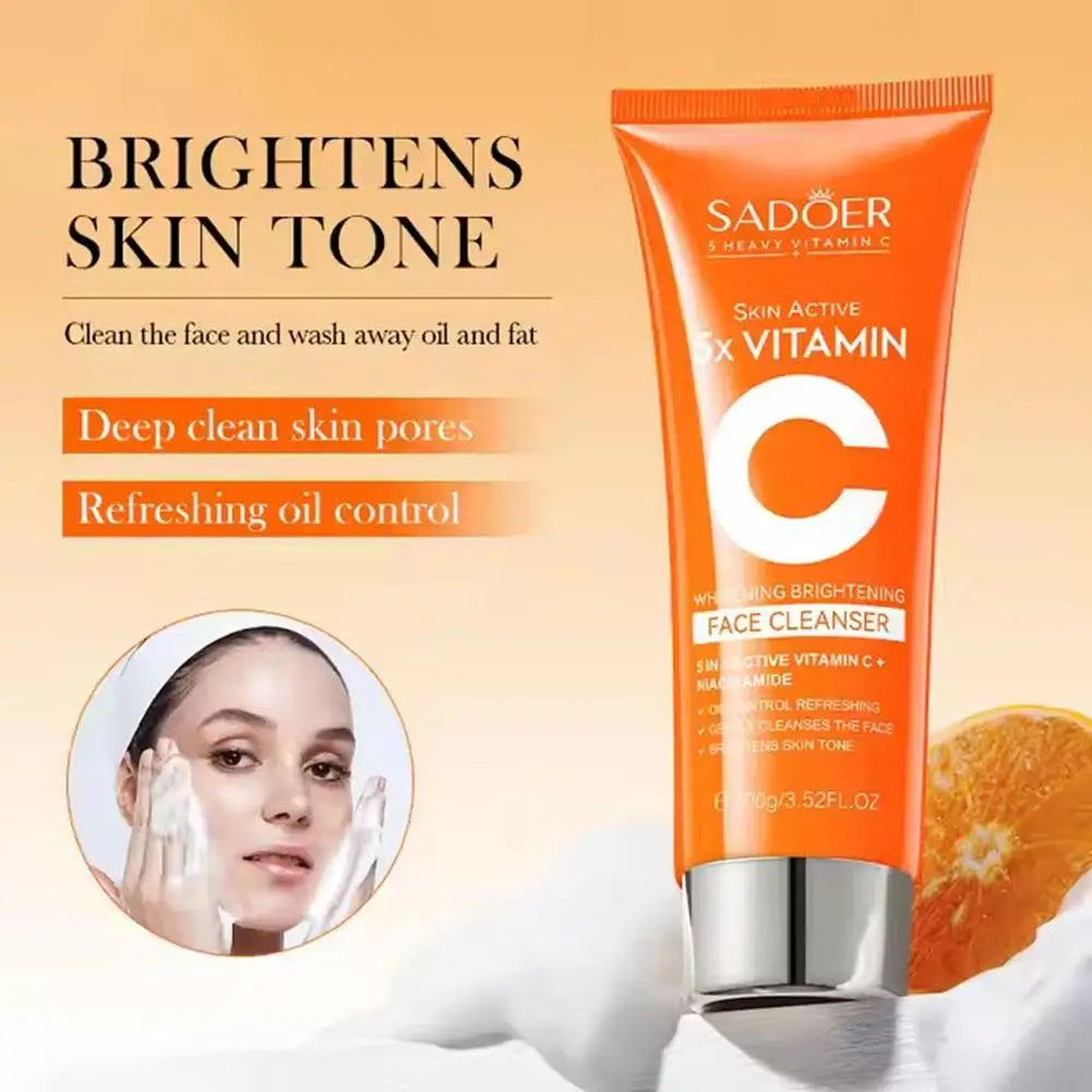 SADOER 5X VC Skin Care Set Face Cleanser Eye Cream Niacinamide Brightening Anti Oxidation Collagen Boost Firming Facial Care