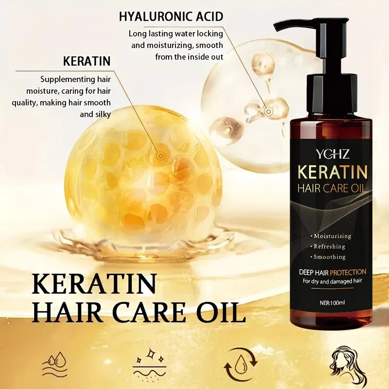 Eleeles Keratin Hair Oil – Instant Shine, Frizz Control & Deep Moisture, 100ml