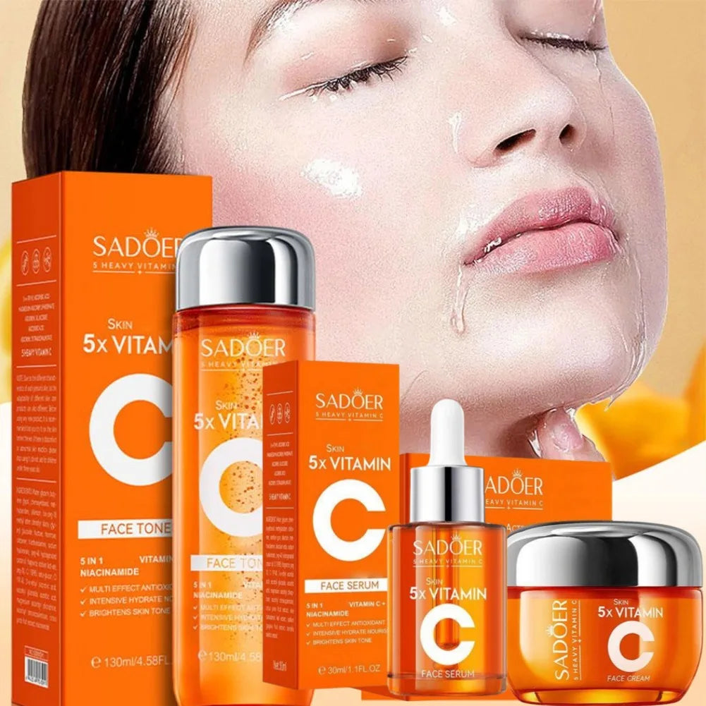 Eleeles Vitamin C Firming & Lifting Skincare Set – Brightening Serum, Cream & Toner