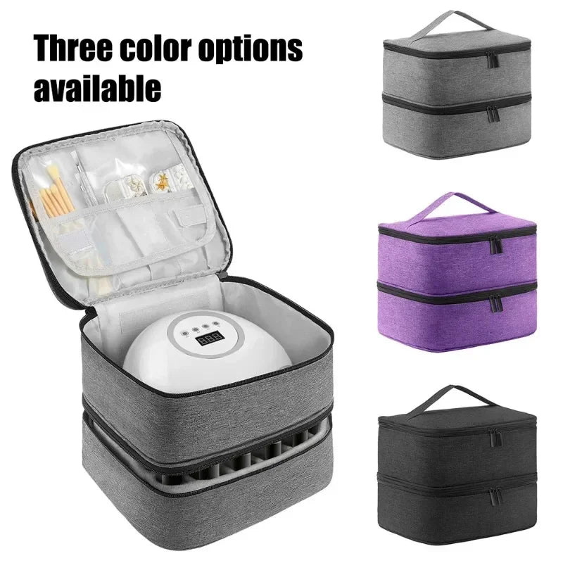 Eleeles Nail Polish Storage Bag – Double-Layer Organizer, 30 Compartments, Portable