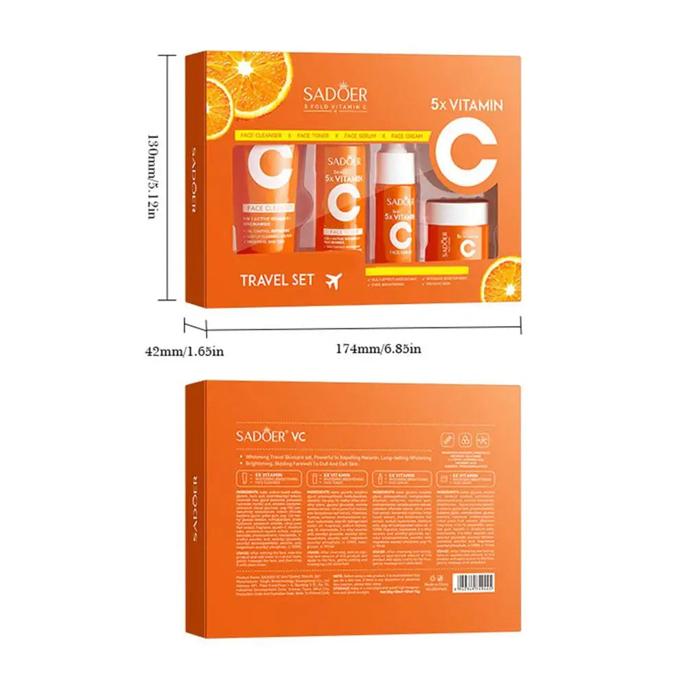 4in1 Skin Care Set Vitamin C Soft Travel Kit Cleanser,Toner,Serum,Face Cream,Moisturizing Firming Skincare Beauty Gift Skin Care