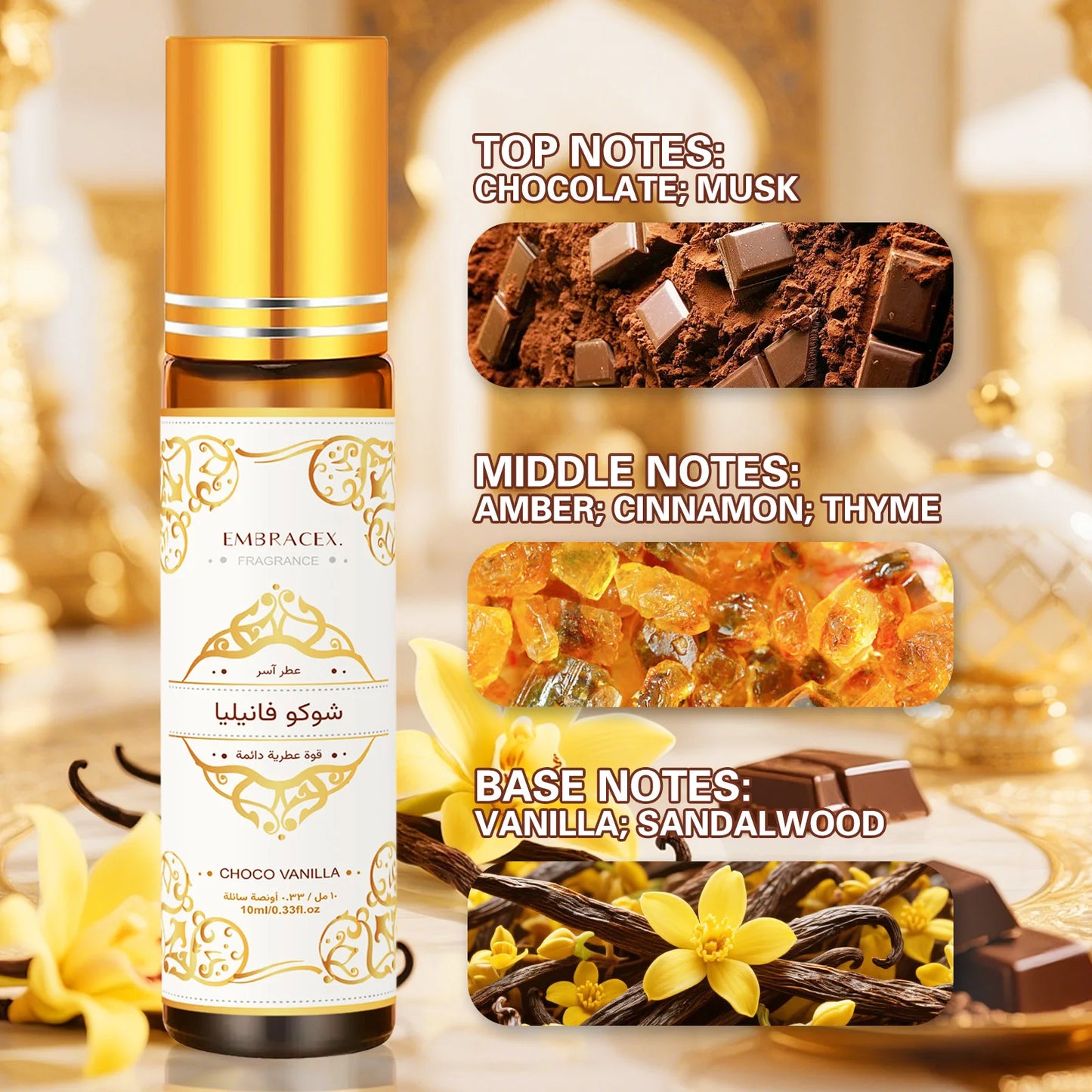 Eleeles Choco Vanilla Roll-On Essential Oil – Long-Lasting Scent, Aromatherapy & Gift, 10ml