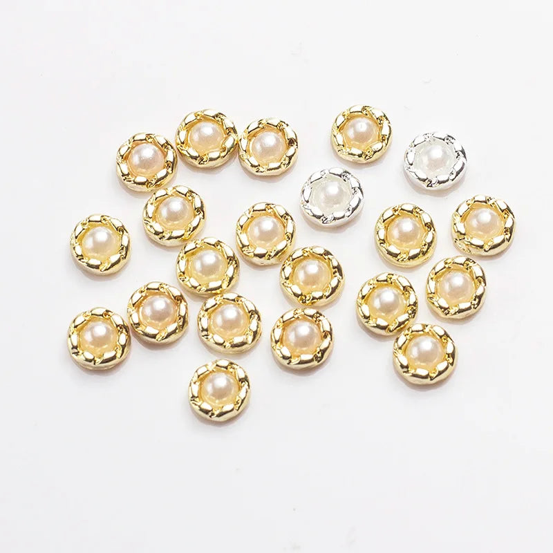 Nail Care Edging Pearl Flat Bottom Semicircle Alloy DIY Nail Paste Nail Care Accessories