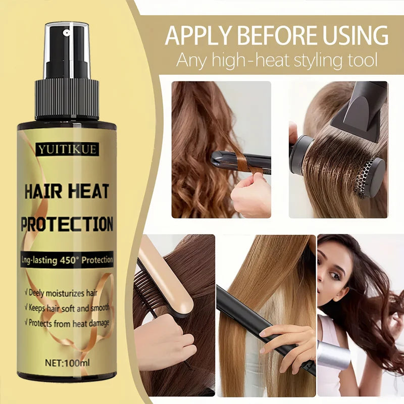 Eleeles Hair Heat Protection Spray – Up to 450°F Protection, Deep Moisture & Smooth, 100ml