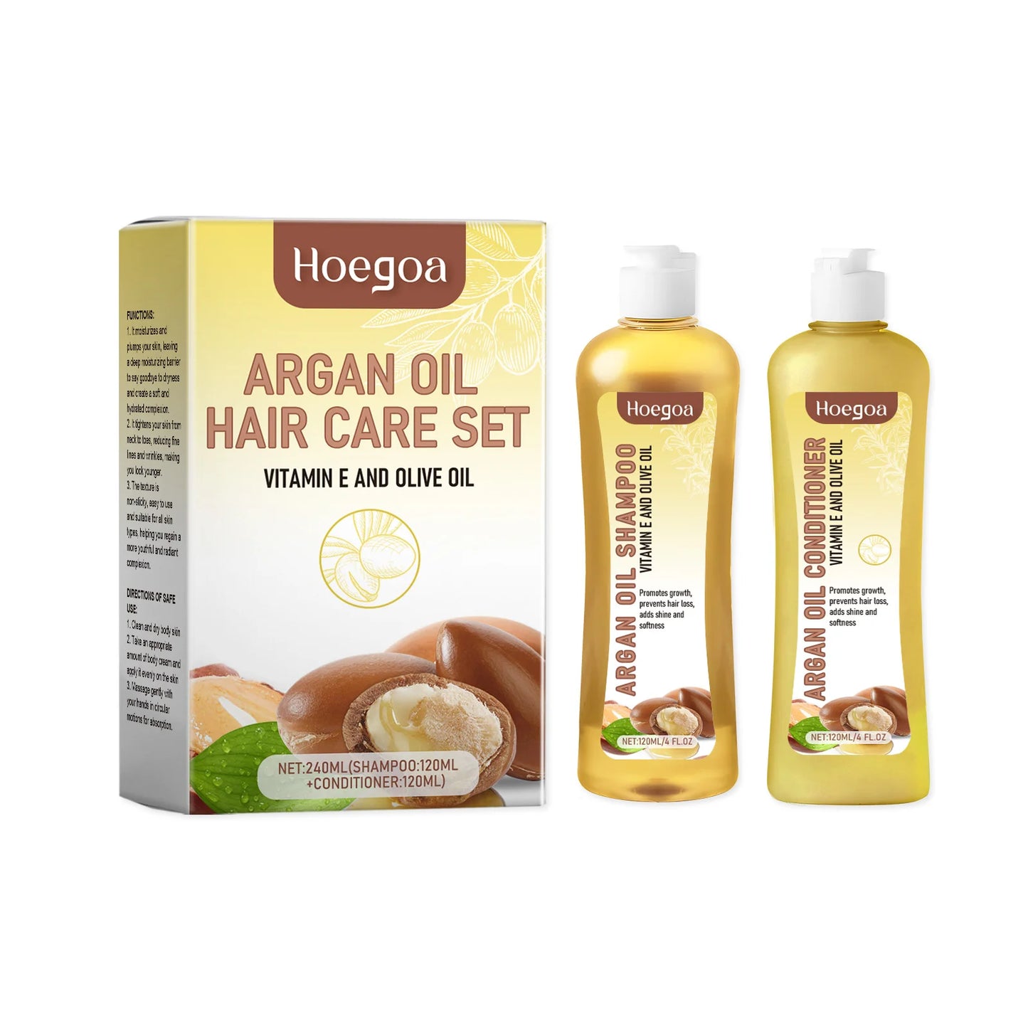 Eleeles Hair Growth Shampoo & Conditioner Set – Natural Plant Oils, Repairs & Strengthens, 120ml x2