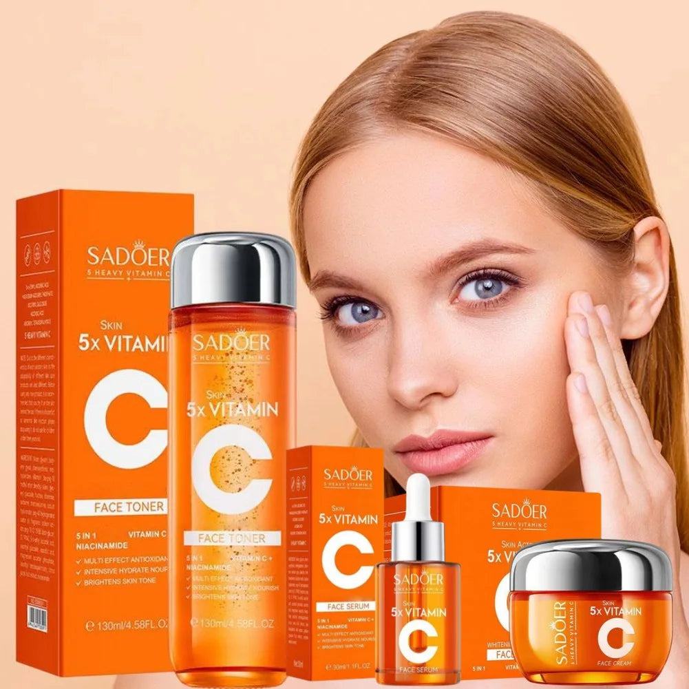 Eleeles Vitamin C Firming & Lifting Skincare Set – Brightening Serum, Cream & Toner