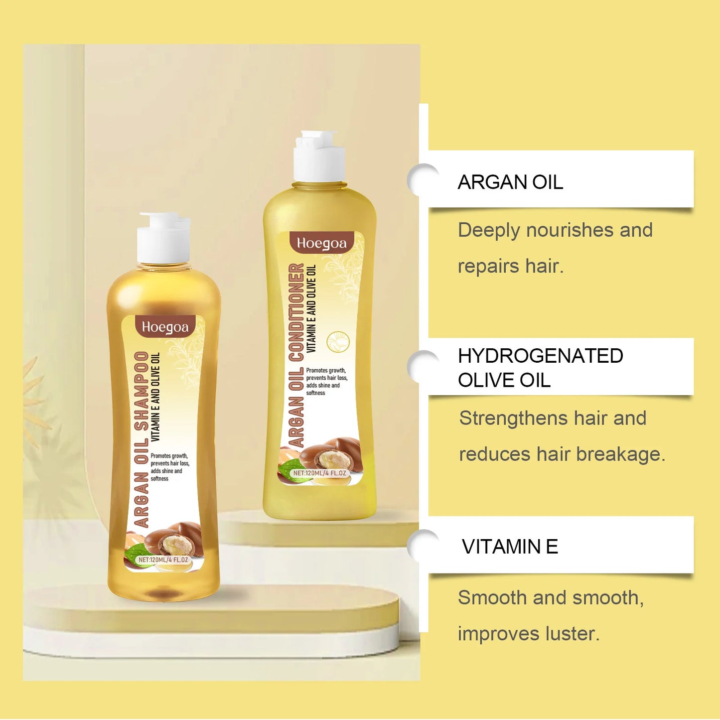 Eleeles Hair Growth Shampoo & Conditioner Set – Natural Plant Oils, Repairs & Strengthens, 120ml x2