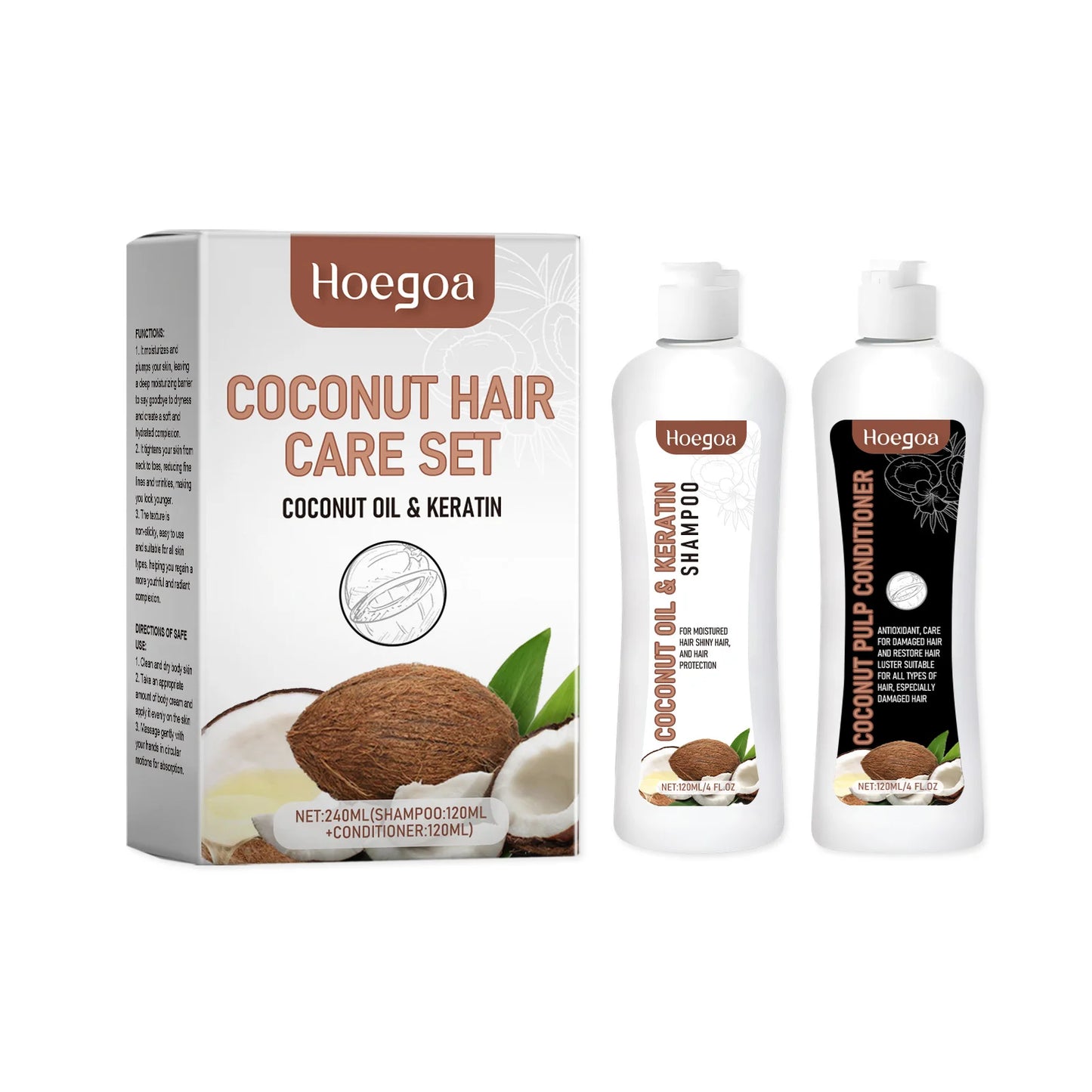 Eleeles Hair Growth Shampoo & Conditioner Set – Natural Plant Oils, Repairs & Strengthens, 120ml x2