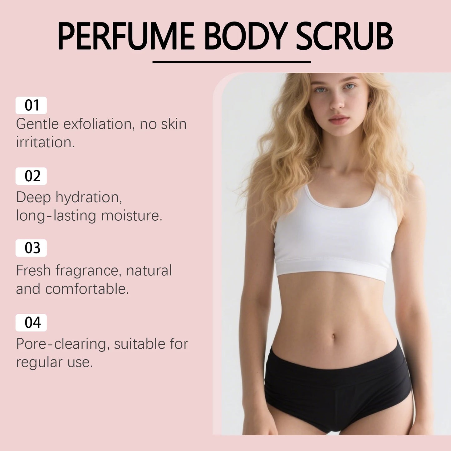 Eleeles Perfume Body Scrub – Exfoliating & Hydrating Salt Scrub, Rose Coral & Amber Vanilla 100g