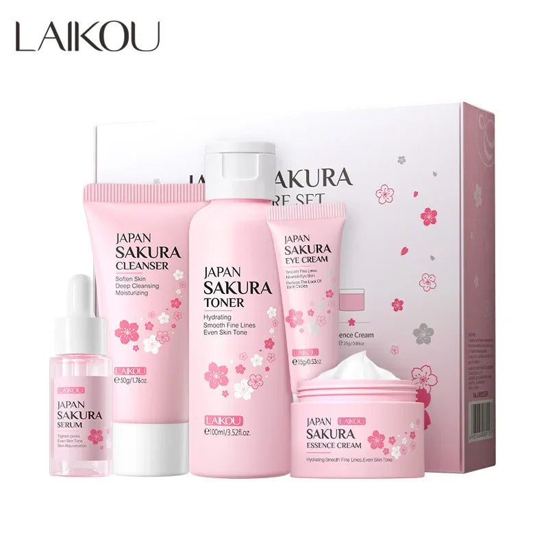 Eleeles Sakura Skin Care Set – 5-Piece Korean Moisturizing & Anti-Aging Kit