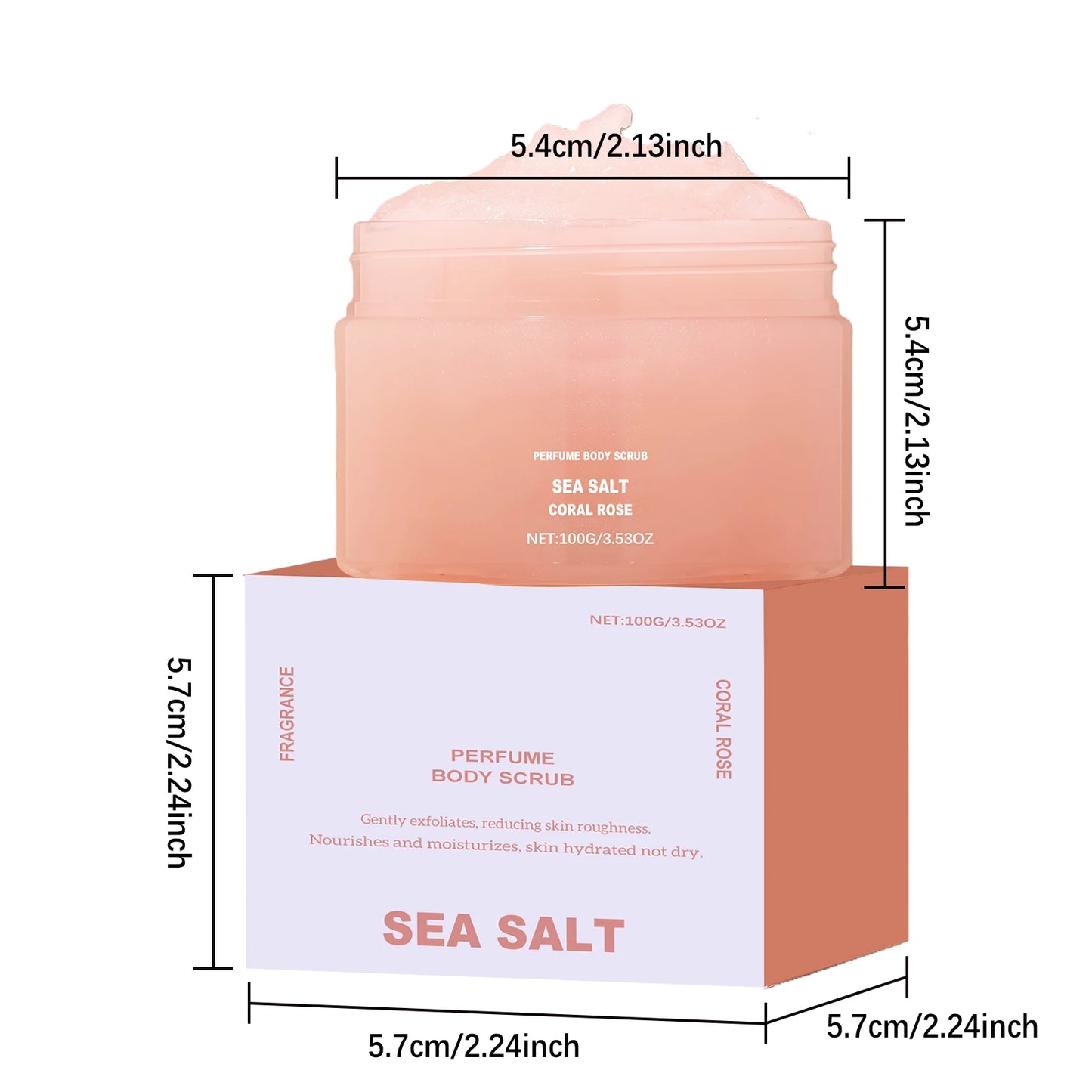Eleeles Perfume Body Scrub – Exfoliating & Hydrating Salt Scrub, Rose Coral & Amber Vanilla 100g