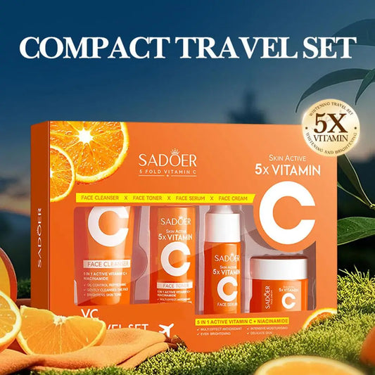 4in1 Skin Care Set Vitamin C Soft Travel Kit Cleanser,Toner,Serum,Face Cream,Moisturizing Firming Skincare Beauty Gift Skin Care