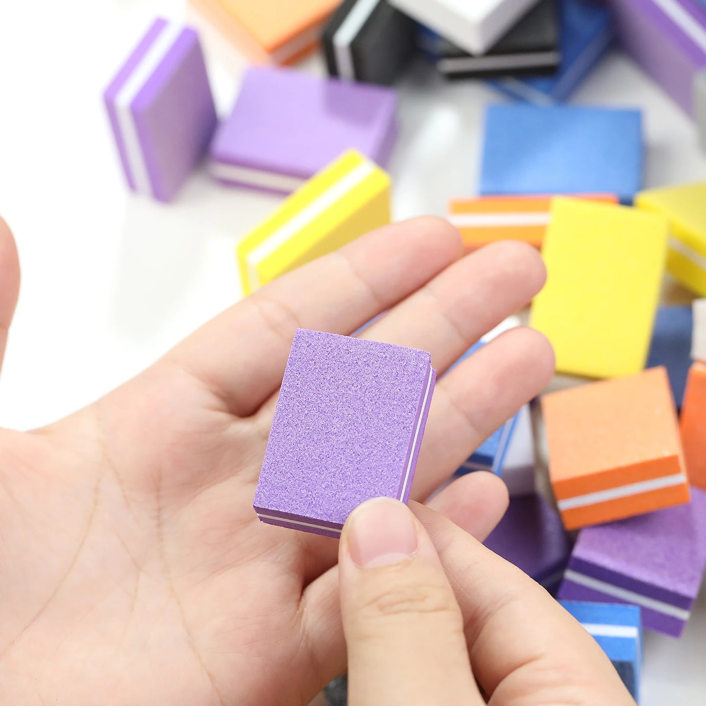 Eleeles Mini Nail File Block – Double-Sided Sanding & Polishing, 50pcs Set