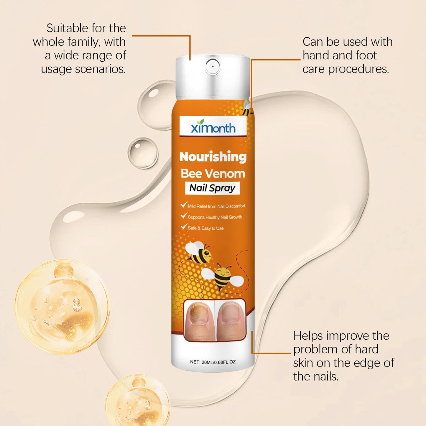 Eleeles Nail Nourishing Spray – Strengthens, Moisturizes & Softens Cuticles, Hands & Feet