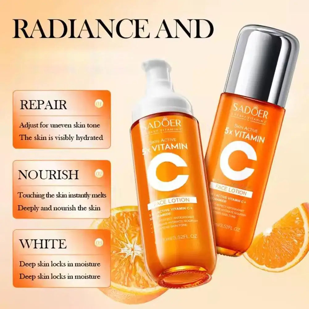 SADOER 5X VC Skin Care Set Face Cleanser Eye Cream Niacinamide Brightening Anti Oxidation Collagen Boost Firming Facial Care