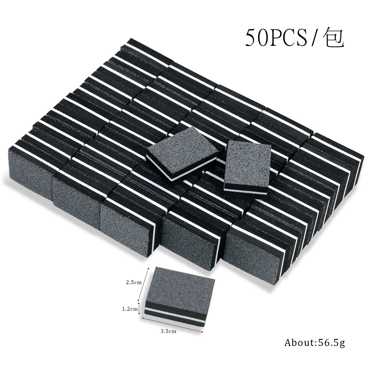 Eleeles Mini Nail File Block – Double-Sided Sanding & Polishing, 50pcs Set