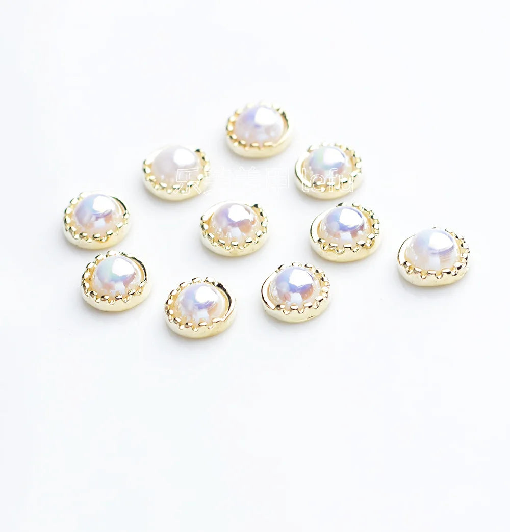 Nail Care Edging Pearl Flat Bottom Semicircle Alloy DIY Nail Paste Nail Care Accessories